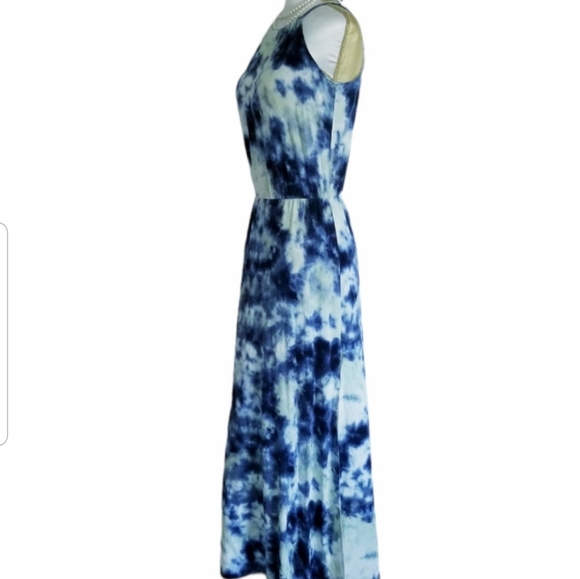Halter Maxi Dress Tie Dye Side Slit Maxi Summer Dress - Picture 7 of 15